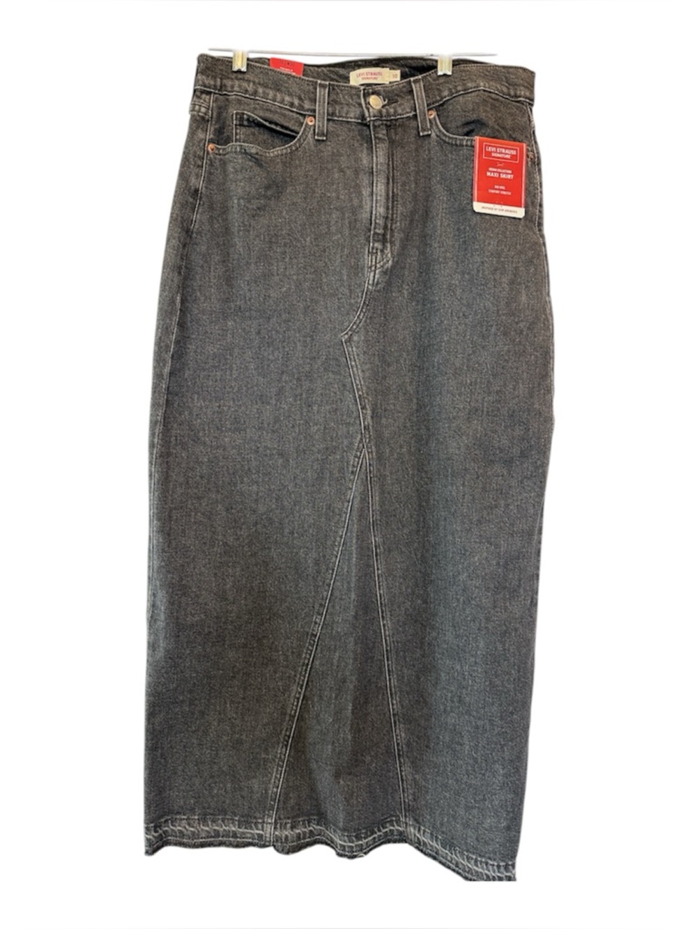 Levi's Charcoal Washed Denim Midi Skirt